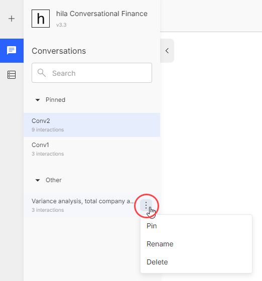 UI conversation actions