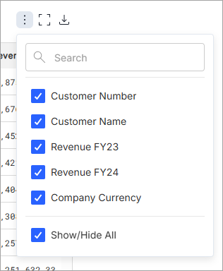 Show/hide columns