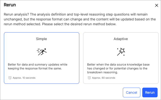 deep analysis rerun dialog