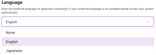 Language selection pulldown